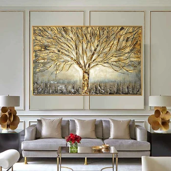 RELIABLI изкуството на Златното дърво плакат платно живопис, абстрактни картини за дома изкуство стена за хол украса плакати и щампи
