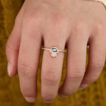 Rose gold хамсия пръстен за ръце turkisy Фатима ръчно дизайн на малък сладък прекрасен честит момиче жените пръст midi пръстени