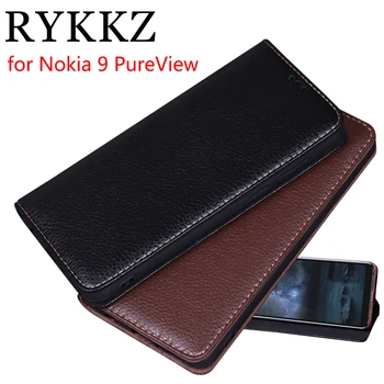 RYKKZ Luxury Leather Flip Cover For Nokia 9PureView Mobile Stand Case For Nokia 9 PureView Leather Phone Case Cover