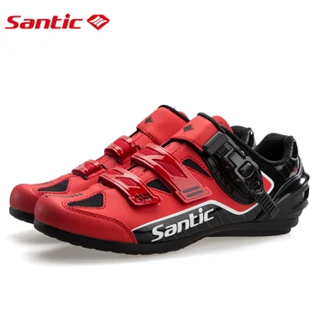 Santic Men No-Lock Колоездене обувки светоотражающая МТБ обувки под наем гумена подметка дишаща Пътна обувки Zapatillas Ciclismo