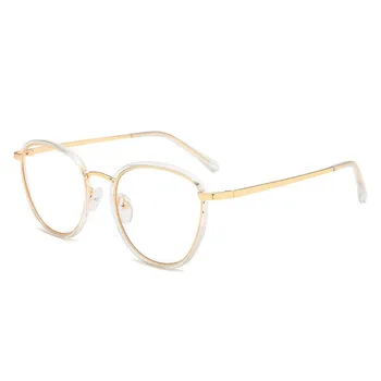 SO&EI Vintage Round Metal Women Glasses Frame Fashion Clear Lens Eyewear Men Classic Optical Късогледство Eyeglasses Frame