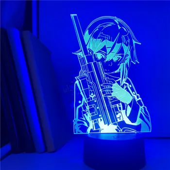 Sword Art Online Asada Shino Bluetooth Control 3D Лампа Japanese Аниме Light Battery Powered Wall Lamp Аниме 3D Лампа