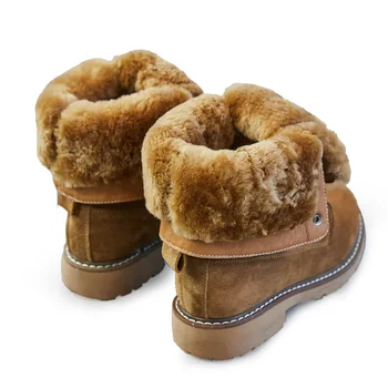 SWYIVY естествена кожа обувки за ски дамски Клин обувки жена 2019 топло дамски зимни обувки свинска кожа плюшени дамски боти на платформа