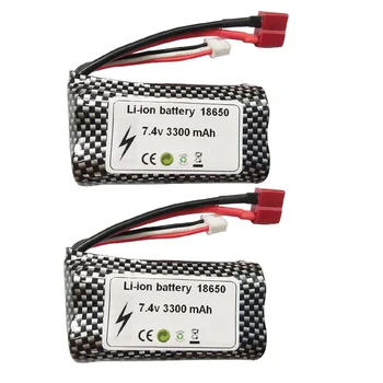 (T Plug)18650 7.4 V 3300mAh 2S Lipo батерия за Q46 Wltoys 10428 /12428/12423 батерия за радиоуправляеми коли toys parts 7.4 v 3200mah