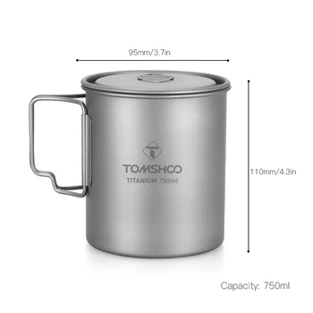 TOMSHOO сверхлегкая Титановая чаша съдове за готвене 750 мл открит преносим чаша вода, чаша, прибори тенджера за готвене титан пот на къмпинг, пикник