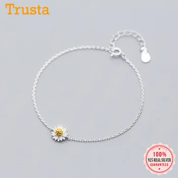 Trustdavis 925 сребро мода минималистичен романтична Маргарита цвете гривна за жени момиче изискани бижута DS1119
