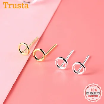 TrustDavis Real 925 стерлинги сребърни бижута, мода мини кухи кръгли обеци за жени сватба глоба S925 на Едро бижута DS353