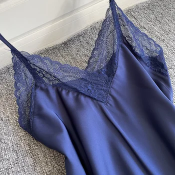 V-образно деколте, домашно облекло копринени пижами за жени 2 бр Lounge Носете 2021 пижами лятна пижама сатен Femme спагети каишка секси дантела