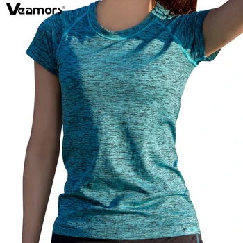 VEAMORS Women Quick Dry Sports Yoga Риза, с къс ръкав дишащи упражнения йога върхове, фитнес, бягане, фитнес тениски спортно облекло