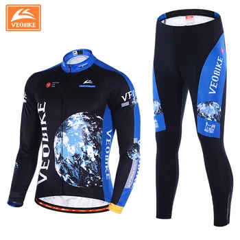 VEOBIKE Pro с дълъг ръкав под наем Джърси комплект за мъже топлинна руно топла зимна велосипедна облекло, спортно облекло Ropa Ciclismo