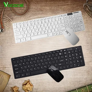 Vococal Ultra Slim Wireless 2.4 G Клавиатура Мишка комплект с USB-приемник за преносими PC Android TV клавиатура мишка комплект аксесоари