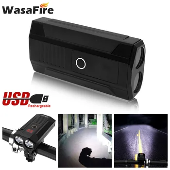 WasaFire 5200 mah Powerbank Велосипеден фенер 2* XM-L2 LED под наем предни светлини, USB акумулаторни МТБ фарове LCD дисплей Колоездене лампа