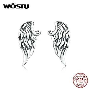 WOSTU Vintage Wings Stud обеци 925 сребро ретро малки обеци за жени, момичета Party Silver 925 Jewelry CTE343