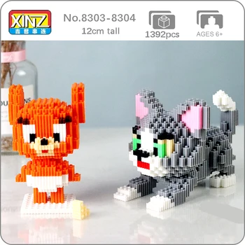 Xizai карикатура сладък котка коте мишката за домашни любимци сирене храна 3D модел DIY мини магически блокове, тухли, строителни играчки за деца, нямат кутии