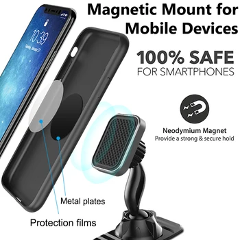 XMXCZKJ магнитен кола, телефон за телефон в кола двойна 360 градуса GPS силен магнит държач за iPhone Xiaomi арматурното табло планина