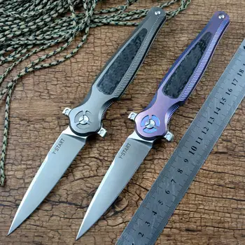 Y-START New Knife S35VN Blade Ball Bearing Шайба Titanium Handle Flipper Fast Open for Outdoor Hunting Camping EDC