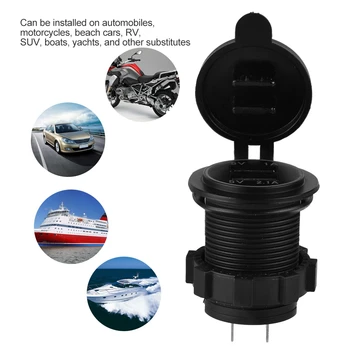 YC-A19 водоустойчив двойно USB зарядно устройство конектор за захранване 3.1 A с LED индикатор за автомобили лодка мотоциклети плаж коли RV suv яхта