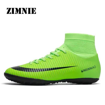 ZIMNIE Turf черни мъжки футболни обувки, детски футболни обувки, спортни футболни обувки на високи глезена спортни маратонки размер 35-45 дропшиппинг