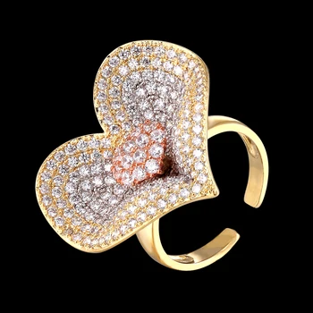 Zlxgirl jewelry Love Heart shape сватбената верига огърлица и обеци, пръстен бижута тънък цирконий висулка ушите Анель комплекти