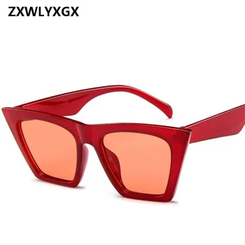 ZXWLYXGX сладко секси retro cateye слънчеви очила жените малък черно бял триъгълник реколта евтини червени слънчеви очила дамски uv400