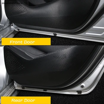 Автомобилна Врата Anti-Kick Pad Carbon Fiber Leather Door Protection Film Етикети За Toyota Corolla 2019 2020 2021 Автомобилни Аксесоари