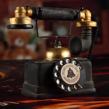 Античен Ретро модел телефон занаяти стари и мръсни занаяти настолно украшение телефон старомоден декорация на дома смола телефон