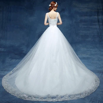 Апликации на дантела с мъниста Кристал сватбени рокли стягам с дължина до пода сватбени рокли нов формален Vestido de Новия