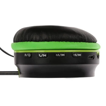 Безжични слушалки HQ-3, сгъваеми, микрофон, слот за microSD, черно и зелено