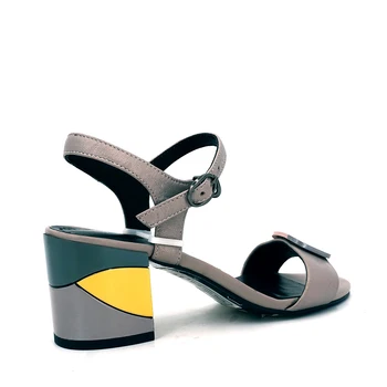 Ваир МУДО пролет лято дамска мода сандали с елегантен естествена кожа дебел ток каишка на глезена обувки Дама обувки женски LX29