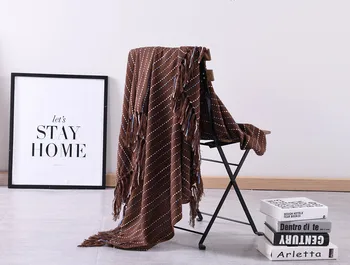 Вязаное вълнена одеяло плътен цвят вафельное Тисненое одеяло скандинавски декоративно Одеало за диван-легло хвърли полотенечная наметало розово одеяло
