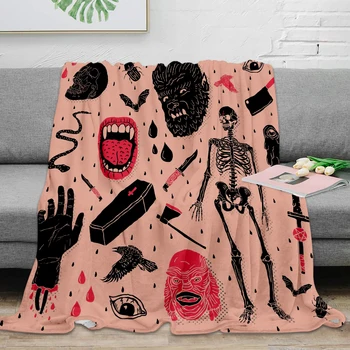 Горещо Разпространяван Фланелевое Одеяло Whole Lotta Horror Design Хвърли Blanket Топло Одеяло От Микрофибър Travel Sofa Cover