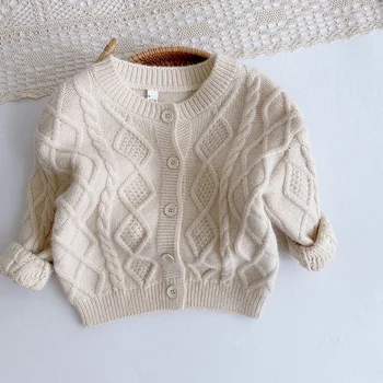 Детски вязаный жилетка есен 2020 корейски монофонични жилетка за момчета пуловер зимни дрехи за малките момичета