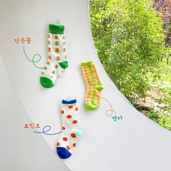 децата моден дизайн чорапи провери детски бебе момиче коляното чорапи за момичета цветя есен зима децата памук дълги чорапи