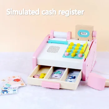 Дървена симулатор САМ детски игри къща касов апарат набор от имитира кариера на касата, която е уникална пъзел игра, Play House Toys
