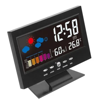 Електронен цифров LCD монитор температура и влажност на въздуха Часовник термометър, влагомер електронен закрит домашен прогноза за времето часовници