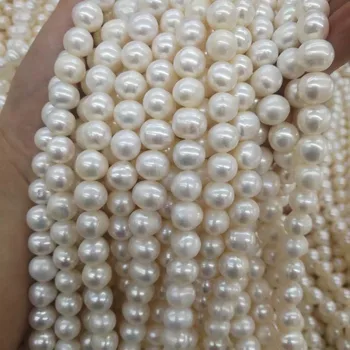 Естествени сладководни перли свободни мъниста мода просто голяма кръгла перла ивица/зареждане колие направи си САМ гривна, обеци и аксесоари