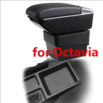 За New Skoda Octavia A7 подлакътник кутия централна магазин за съдържанието на кутията калъф за съхранение с USB интерфейс за бижута и аксесоари-2018