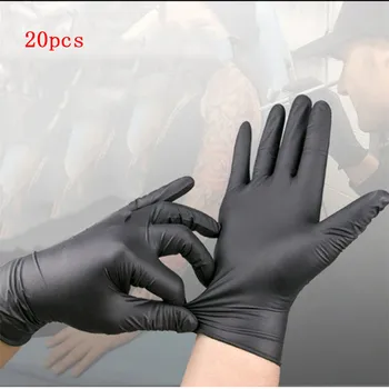 За еднократна употреба, козметични татуировки латексови ръкавици 20 бр. кухня храна водоустойчив услуги ръкавици за почистване на черен Guantes