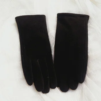 Зимни дамски кашмир ръкавици за сензорен екран елегантен перли вълна бродерия кадифе дебел пълен пръст топли ръкавици за шофиране K42