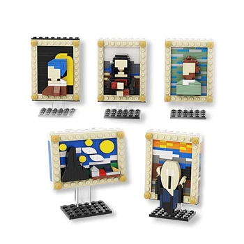 Известната картина-Автопортрет на Ван Гог-вик портрети мини пиксел арт тухли Децата рожден ден градивните елементи на конструктора играчки