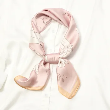 Квадратен шал от естествена коприна жени дизайнер кърпа топ лента за глава Luxe мода шал за коса лятото на нов [3820]