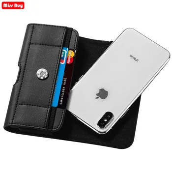 Клип за колан и чанта за телефон чанта за Huawei Honor 5A 5C 5X 6A 6C 6X 7A 7C 7C 8A 8S 8s 8x Max 9x калъф за кръста кожена кутията с гнездо за карта с памет