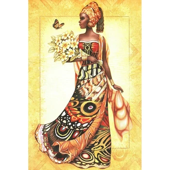 Колела, DIY Диамант живопис комплект африканска момиче кръстат бод диаманти бродерия, кристали начало декор мозайка