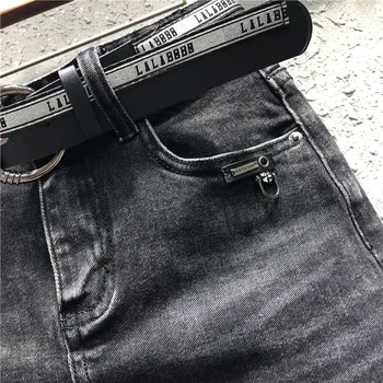 лятото е нов плюс размер 4XL 5XL черен дамски дънкови поли с джобове тънък къса секси дама jean поли-високо качество