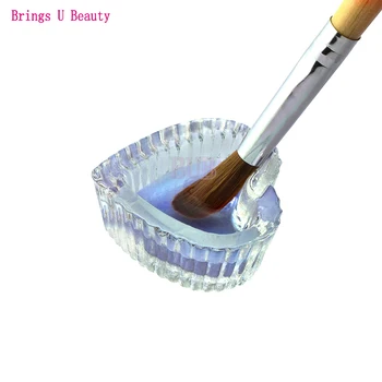 Малък размер Sweet Heart Glass Crystal Liquid Acrylic Dish Dappen Dish Glass Cup w Cap Bowl for Acrylic Powder Monomer за Нокти Инструмент
