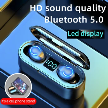 Мини TWS Bluetooth 5.0 слушалки Безжични слушалки 9D Hifi стерео спортни водоустойчив безжични слушалки слушалки с микрофон