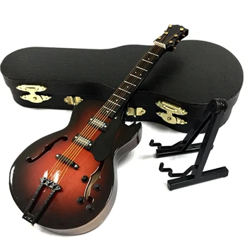Мини електрическа китара умален модел с футляром стойка Popurlar Strings инструмент за дизайн за подарък