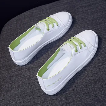 Мода обувки Дамски вулканизированная обувки пролет нов ежедневни класически плътен цвят изкуствена кожа Обувки, дамски ежедневни бели обувки маратонки