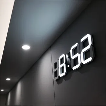 Модерен дизайн, 3D Големи стенни часовници LED Digital USB електронен часовник на стената, светлина будилник, Настолни часовници настолен домашен декор