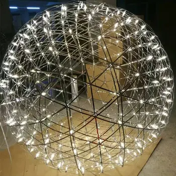 Модерен таванско помещение spark топка LED окачен лампа Firework Топка от неръждаема стомана, висящи лампи Silve висящи лампи шаровое осветление AC110-240v